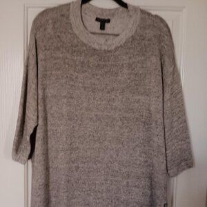 Eileen Fisher 2-piece outfit textured oatmeal speckled sweater & mocha pants. L